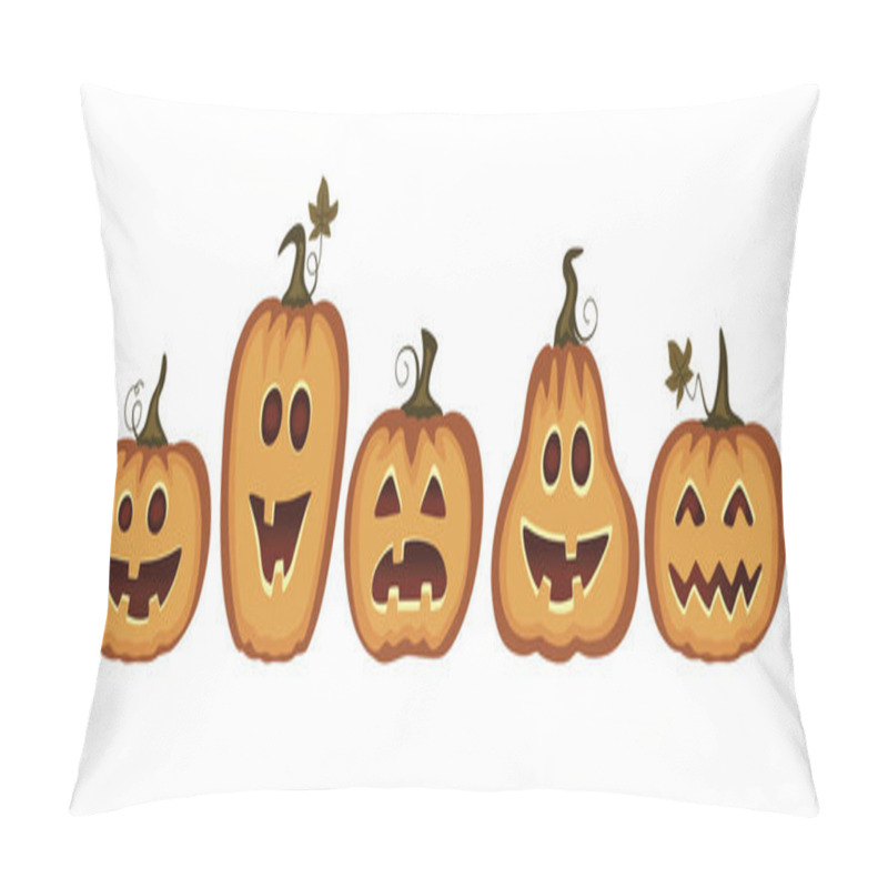 Personality  Set of cute Pumpkins, ghosts, spook, horror. Poster for happy Halloween. Isolated illustration for print, sticker. Scary fairy. Card for friends, family. Ghost shadow funny. Cartoon vegetables. Vector pillow covers