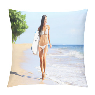 Personality  Beach Woman Fun With Body Surfboard Pillow Covers