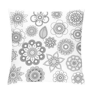 Personality  Vector Collection Of Doodle Style Flowers Or Mandalas Pillow Covers