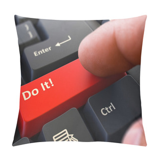 Personality  Pressing Red Button Do It On Black Keyboard. Pillow Covers