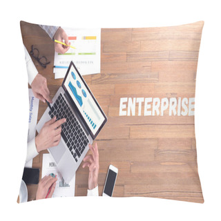 Personality  ENTERPRISE Word Concept On Desk Background Pillow Covers