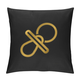 Personality  Baby Pacifier Outline Gold Plated Metalic Icon Or Logo Vector Pillow Covers