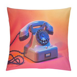 Personality  A Vintage, Landline Cable Telephone In Colorful Background. A Symbol Of Contact And Communications Pillow Covers