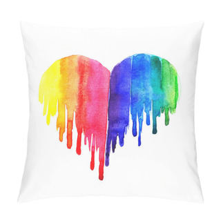 Personality  Rainbow Watercolor Heart On White Background Pillow Covers