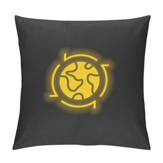 Personality  Around The World Yellow Glowing Neon Icon Pillow Covers