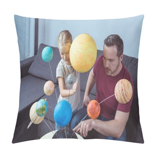 Personality  Father Showing Model Of Solar System  Pillow Covers