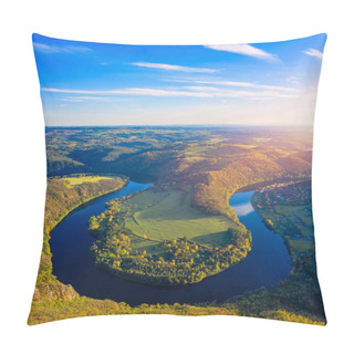 Personality  View Of Vltava River Horseshoe Shape Meander From Solenice Viewpoint, Czech Republic. Zduchovice, Solenice, Hidden Gem Among Travel Destinations, Close To Prague, Czechia Pillow Covers