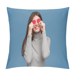 Personality  Cute Lady With Tiny Hearts Near Eyes Pillow Covers