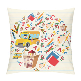 Personality  Back To School Supplies Circle Pillow Covers