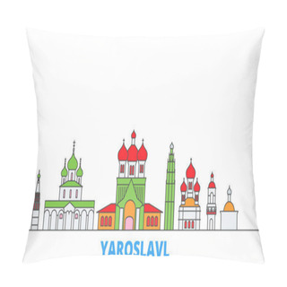 Personality  Russia, Yaroslavl Line Cityscape, Flat Vector. Travel City Landmark, Oultine Illustration, Line World Icons Pillow Covers