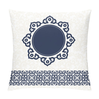 Personality  Card With A Blue Ornament In East Style. Pillow Covers