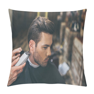 Personality  Barber Cutting Hair Of Customer  Pillow Covers