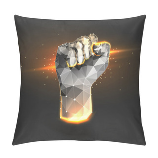 Personality  An Abstract Illustration Of A Fist Consisting Of Dots, Lines And Figures. Polygonal Mesh. The Concept Of A Success, Advancement,achievement, Progress, Goal. Vector Illustration For Banner Pillow Covers