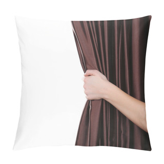 Personality  Hand Opening Curtain Isolated On White  Pillow Covers