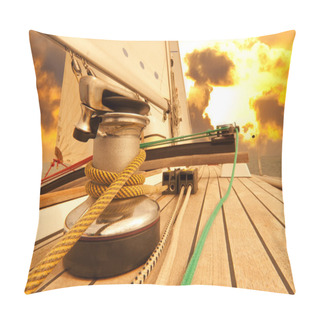 Personality  Winch With Rope On Sailing Boat In The Sea Pillow Covers