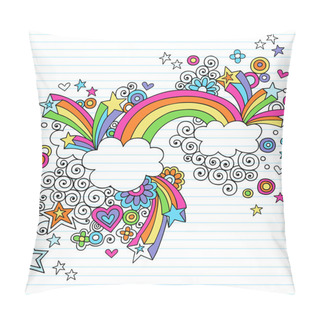 Personality  Hand-Drawn Psychedelic Rainbow, Clouds, And Stars Notebook Doodle Pillow Covers