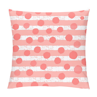 Personality  Hand Drawn Striped Seamless Pink Pattern With Dots For Packaging, Wrapping Paper, Textile And Etc Pillow Covers