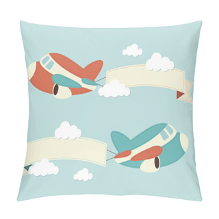 Personality  Illustration Of A Plane In The Clouds Pillow Covers