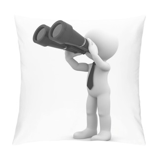 Personality  Businessman Looking Through Binoculars Pillow Covers