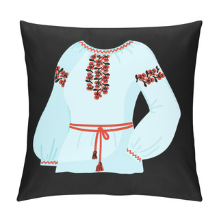 Personality  Ukrainian National Womens Vyshyvanka Symbol Of Ukraine. Embroidered Shirt, Ethnic Blouse. Vector Illustration. Pillow Covers