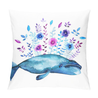 Personality  Watercolor Whale With Flowers Pillow Covers