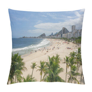 Personality  Aerial View Of A Sandy Copacabana Beach With Palm Trees In The Foreground Pillow Covers