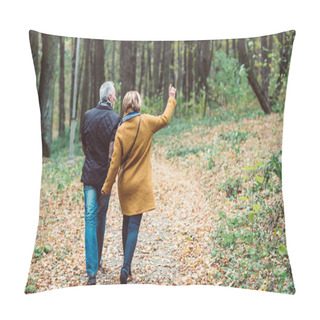 Personality  Mature Couple Walking In Autumn Park Pillow Covers