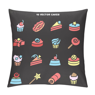 Personality  Collection Of Bakery And Cake Icons Pillow Covers