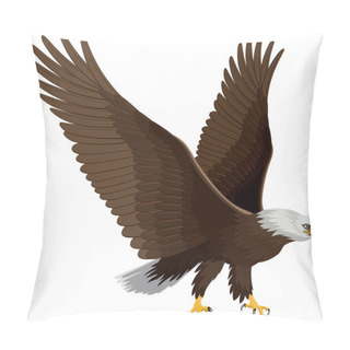 Personality  Bald Eagle Isolated On White - Vector  Pillow Covers