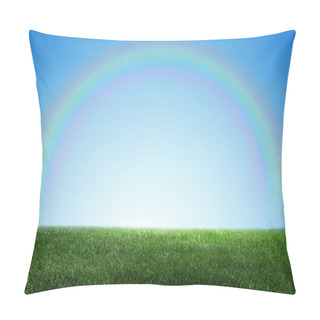 Personality  Green Field And Rainbow Pillow Covers