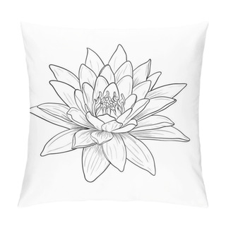Personality  Floral Water Lily. Vector Line Style Pillow Covers