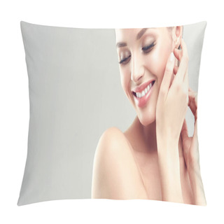 Personality  Beautiful Young Woman With Clean Fresh Skin .Girl Beauty Face Care. Facial Treatment . Pillow Covers