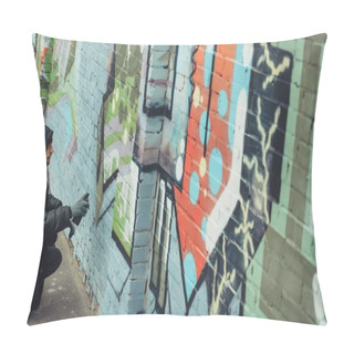 Personality  Man Painting Colorful Graffiti On Wall Pillow Covers