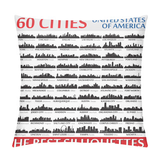 Personality  Incredible City Skyline Silhouettes Set. United States Of Ameri Pillow Covers