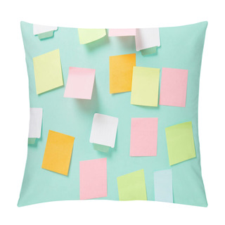 Personality  Multicolored Empty Sticky Notes With Copy Space On Turquoise Wall Pillow Covers