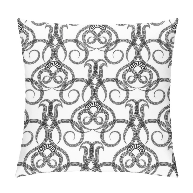 Personality  Black and white vintage ornamental greek vector seamless pattern pillow covers