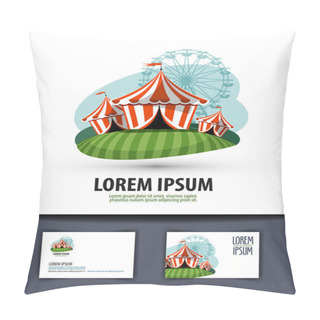 Personality  Circus Vector Logo Design Template. Show Or Entertainment Icon. Pillow Covers