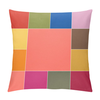 Personality  Color Of The Year 2019: Living Coral And Other Fashionable Trendy Colors Of Spring-summer 2019 Season From New York Fashion Week. Texture Of Colored Paper. Photo Collage Pillow Covers