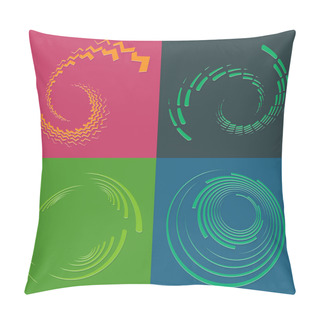 Personality  Set Of Duotone Curly, Coil, Gyration Volute Shapes. Twine Vortexes Rotating In Concentric, Radial, Radiating And Circular, Circling Fashion Pillow Covers