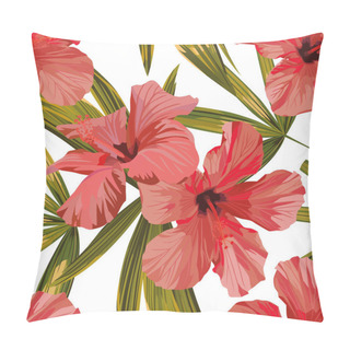 Personality  Hibiscus Leaves Seamless White Background Pillow Covers