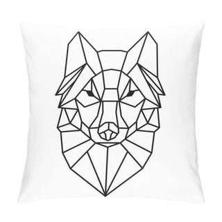 Personality  Modern Geometry Wolf Design Tattoo Vector Image Pillow Covers