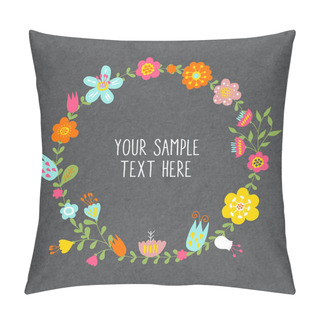 Personality  Vector Floral Wreath In Retro Style Pillow Covers