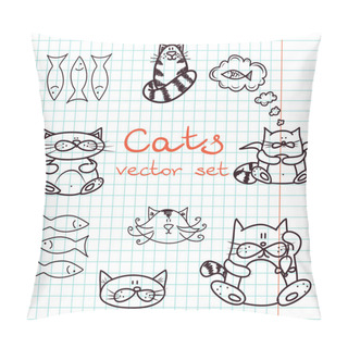 Personality  Set Of Cute Cat Doodles Pillow Covers