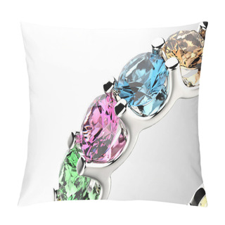 Personality  3D Illustration Of Gold Ring With Diamond. Jewelry Background Pillow Covers