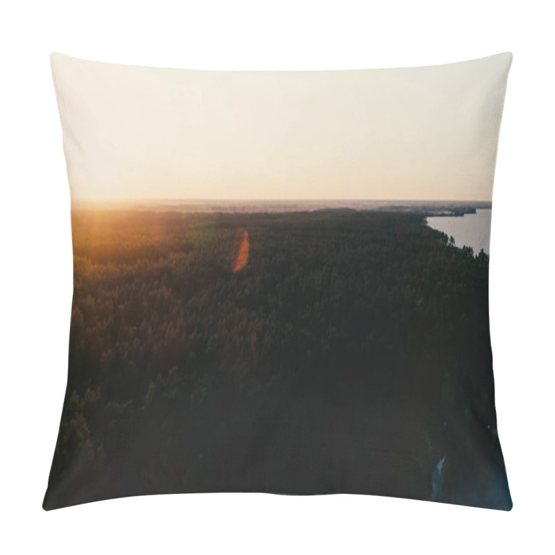 Personality  Aerial view of forest and river at sunset  pillow covers