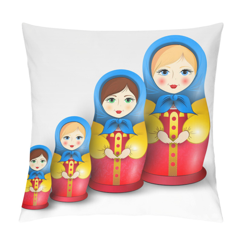 Personality  Traditional Matryoschka Dolls,  Vector Illustration   Pillow Covers