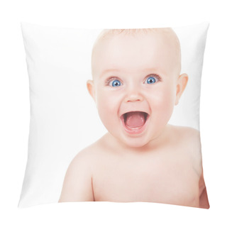 Personality  Happy Smiling Child With Blue Eyes Pillow Covers