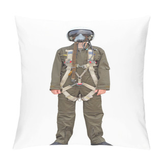 Personality  Man Dressed As A Pilot On A White Background Pillow Covers