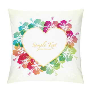 Personality  Heart Frame With Hibiscus Pillow Covers
