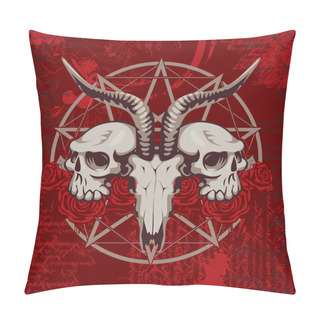 Personality  Goat Skull On The Background With Occult Symbols Pillow Covers
